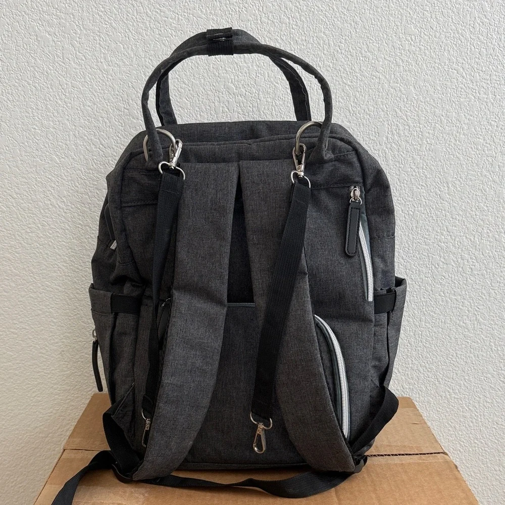 NWOT Dark Gray Canvas Baby Backpack - Upsimples
